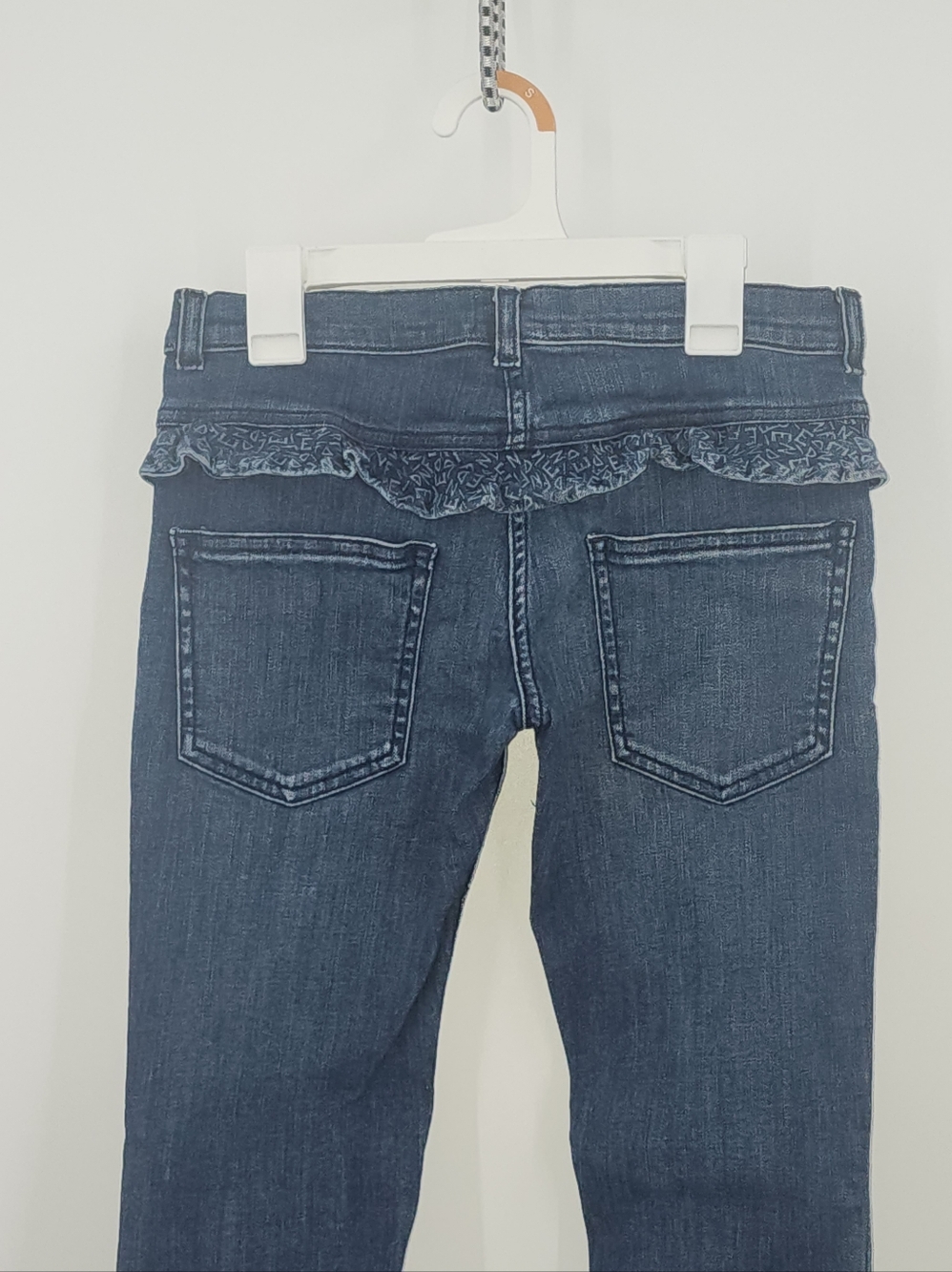 Girls Fendi Blue Jeans With Ruffle On Back Side, Size 12